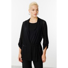 Ekol Kadın Içi Atletli Kendinden Desenli Ceket 4098 Siyah