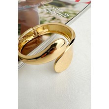 Özel Seri Altın Rengi Modern Tasarım Kelepçe Bileklik (Iç Çapı:5,5cm)