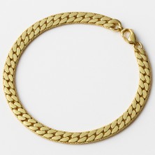 Takı Dükkanı Ezme Hasır Yassı Yılan Sarı Erkek Çelik Bileklik Künye SCB19