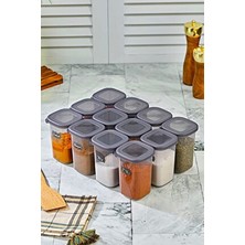 12'li Etiketli ve Sızdırmaz Kapaklı Saklama Kabı ve Baharatlık Seti - 450ML -25 Adet Etiket Hediyeli