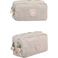 Krinkıl Kumaş Çift Bölmeli Gözlü Kalemlik Kalem Kutusu