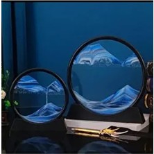 Hareketli Kum Sanat Yuvarlak Cam 3D Kum Saati Derin Deniz Kum Manzarası-Mavi Glrshop