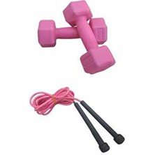 1 kg X2 Adet Mini Plastik Pembe Dambıl  + Pembe Atlama Ipi