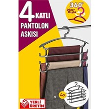 Vienev 4'lü 4 Katlı Çok Amaçlı Pantolon Askısı Antrasit Plastik Malzemeden Üretilmiş 4 Parça