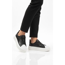Siyah Beyaz Bağcıklı Unisex Spor Ayakkabı Grov 410 G