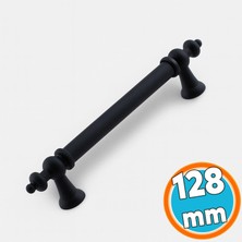 Mobilya Mutfak Çekmece Dolap Dolabı Kulbu Kulpu Kulpları (128 mm - 12.8 Cm) Mat Siyah Metal
