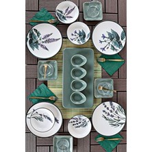 Keramika Çiçek Bahçesi 21 Parça Kahvaltı Takımı 4 Kişilik Yuvarlak Stoneware Beyaz Renkli Desenli