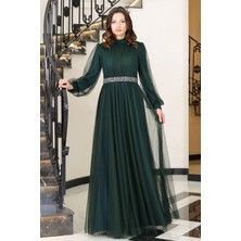 Alia Şık Taş Detaylı Büyük Beden Tesettür Abiye - Alya