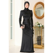 Parıltılı Fırfır Detaylı Zühre Tesettür Abiye