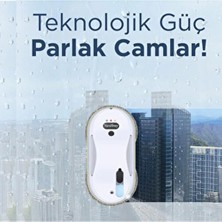 Beyaz Su Püskürtmeli Uzaktan Kumandalı Kolay Temizlik Cam Pencere Temizleme Robotu