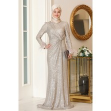 Parıltılı Büyük Beden Hüma Tesettür Abiye