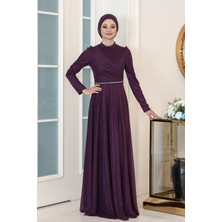 Parıltılı Işıl Tesettür Büyük Beden Abiye