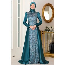 Taş Baskı Tasarım Saten Miray Abiye