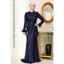 Parıltılı Büyük Beden Hüma Tesettür Abiye