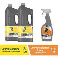 Professional Çok Amaçlı Krem Temizleyici X2 2,5kg Cif Professional Sprey Güçlü Yağ Çözücü 750ML