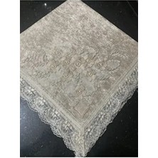 ayhanhome Lüks Çeyizlik Kadife Fransız Güpürlü Dantel Inci Işlemeli Cappuccino Bohça