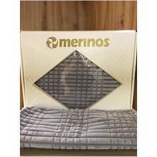 Merinos 3 Parça Gri Battaniye Seti Kırışmaya Dayanıklı Polyester 220 x 240 cm Düz Desen