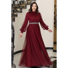 Alia Şık Taş Detaylı Büyük Beden Tesettür Abiye - Alya