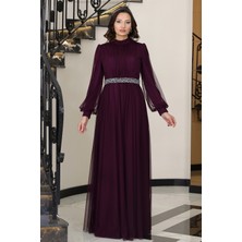 Alia Şık Taş Detaylı Büyük Beden Tesettür Abiye - Alya