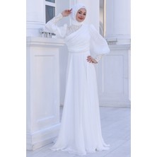 Omuz ve Kol Detaylı Yağmur Tesettür Büyük Abiye