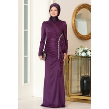 Parıltılı Fırfır Detaylı Zühre Tesettür Abiye