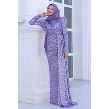 Parıltılı Kol Tüy Detaylı Şura Tesettür Büyük Abiye