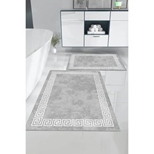 Olivia Digital Baskı Yıkanabilir Kaymaz Taban 2li Banyo Paspas Takımı 60X100-50X80