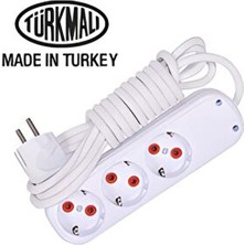 Önder 2 Metre Kablolu Topraklı Ara Kablosu Uzatmalı Seyyar 3lü Grup Priz