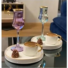 6'lı Respiro Özel Seri Sunum Tabaklı Kahve Fincanı Beyaz