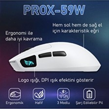 PROX-59W Serisi Hafif Kablosuz 3 Mode Oyuncu Gaming Optik Mouse (Beyaz)