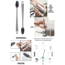 Elite 360 Derece Döner Fonksiyonlu Uzun Silikon Saplı Biberon Temizleme Fırçası Süt Şişe Yıkama Fırçası 1 Adet