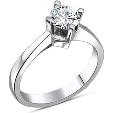 Gümüş Çapraz Tırnak Tektaş Yüzük