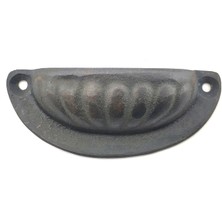 Antika Tarz Dekoratif Pirinç Istiridye Tas Mobilya Kulbu - 37X87 Mm, Oksit