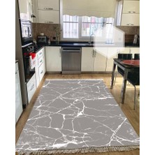 STY Home Mablet Gri Kaymaz Tabanlı Yıkanabilir Halı Kilim Yolluk