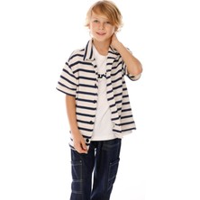 Çizgili Triko Erkek Gömlek - Lacivert