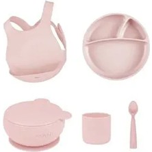 OiOi Silikon Beslenme Seti 5'li Pinky Pink BPA İçermez Özellikte Ergonomik Tasarım