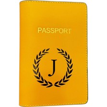 Harf Tasarımlı Deri Pasaport Kılıfı J