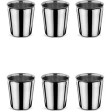 6 Adet Çelik Bardak , 6 Lı Krom Su Bardağı, 220ML Paslanmaz Kararmaz,