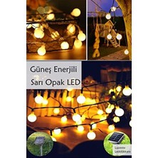 50 LED 7 Metre Sarı Opak Solar LED Işık Güneş Enerjili Bahçe Teras Balkon Ağaç Lambası Aydınlatması