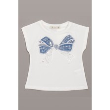 Esscabel Önü Kelebekli Tişört - Beyaz