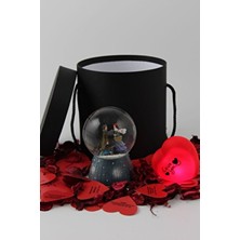 Kar Küresi Müzikli Işıklı Sevgili Temalı Kutu Set Sevgiliye Hediye Siyah Kutu