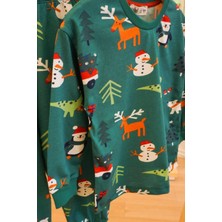 Yılbaşı Temalı Pijama Takımı - Yeşil