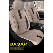 Toyota Yaris (2005 Öncesi) 1999–2005 Bej Başak Serisi Tay Tüyü Koltuk Kılıfı Seti (Ön–arka, Başlıklı, Yan Airbag Uyumlu)