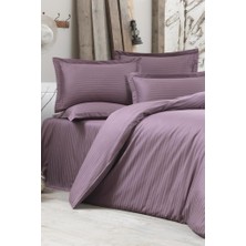 Çeyiz Diyarı Stripe Çift Kişilik Pollysaten Nevresim Takımıı Lila