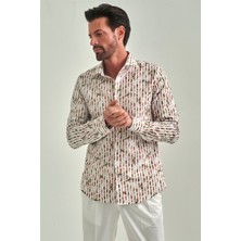 Bisse Erkek Kahve Desenli Slim Fit Pamuk Spor Gömlek GM22Y221036_K11