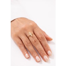 Line Ring Uzun Taşlı 14 Ayar Altın Yüzük