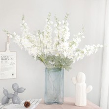 Yapay Çiçek Beyaz Sümbül Tek Dal Tomurcuklu 85*15CM Kumaş Çiçek Uzun Dal