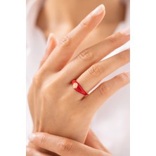 Kırmızı Mineli Taşlı 14 Ayar Altın Yüzük