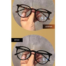 GlimmerGroove Mavi Işık Korumalı UV 400 Kadın Erkek Unisex Leopar Desenli & Siyah Gözlük Seti Avantajlı