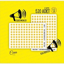 Öğretmenler Için Yıldız Etiketi Star Sticker 4 Sayfa 520 Adet 1,2cm Ebat